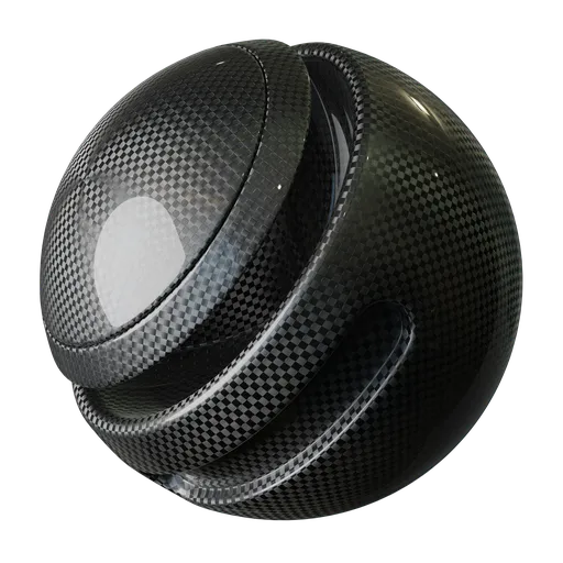 High-quality procedural carbon fiber texture for Blender with reflective clearcoat finish, suitable for PBR rendering.