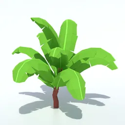 Low Poly Cartoon Banana Tree