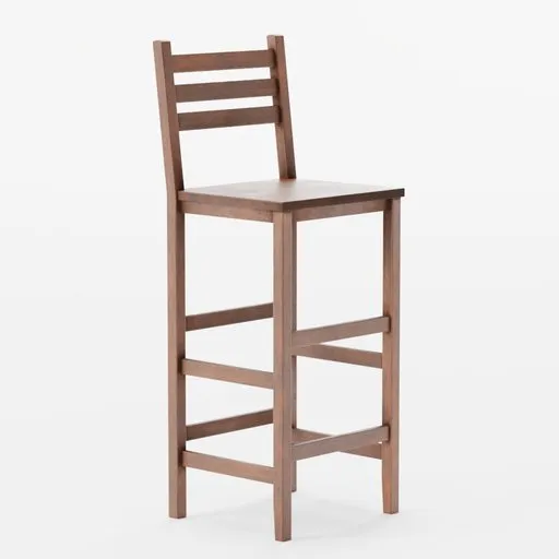 Highly detailed Blender 3D model of a modern wooden bar chair for interior design visualization.