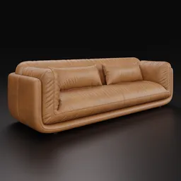 High-quality 3D model of a contemporary leather sofa, compatible with Blender 4.0+, color-customizable in shader editor.