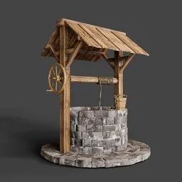 "Discover the historic charm of the 'Water Well' 3D model for Blender 3D. With intricate wooden roofing, a vintage-style wheel, and fountain features, this low poly game item is perfect for RPG designs. Created by 3D artist Bessie Wheeler and available for hire, this world-class asset is sure to quench your creative thirst."