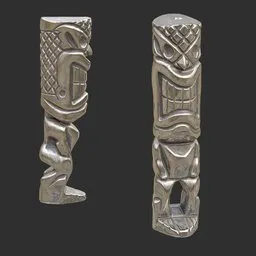 Tiki God Diamond Face Statue Silver