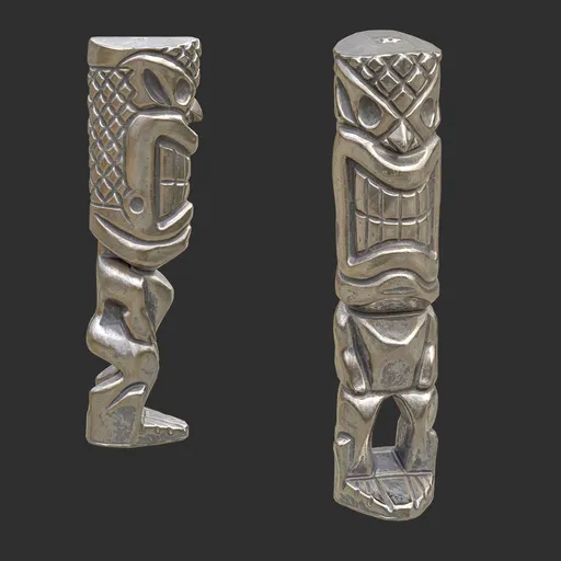 Tiki God Diamond Face Statue Silver