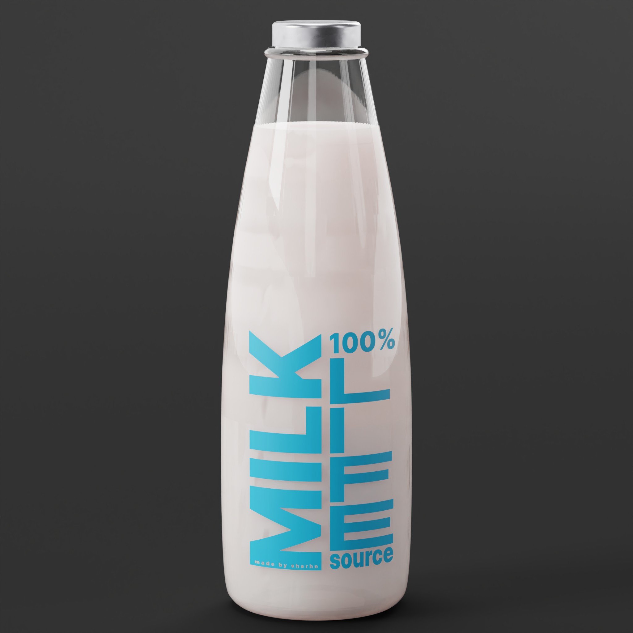 Bottle Of Milk | FREE 3D Beverage models | BlenderKit