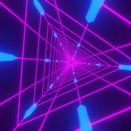 Abstract Neon Retro-Wave Tunnel Scene