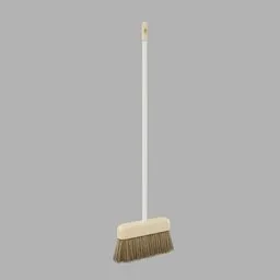 3D model of a straight, simple broom with editable bristles for Blender rendering.