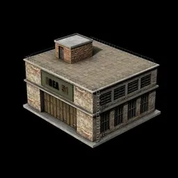 "Explore the intricate details of a hyper-detailed Factory in Blender 3D for game assets and more. Featuring a stunning roof and windows design, this electrical plant location also doubles as a research outpost and jail. Reminiscent of a mafia background from Der Riese, this impressive 3D model is perfect for mobile game development and reconstruction."
