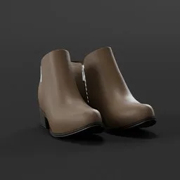 High-detail brown ankle boots 3D model suitable for Blender animation and game asset design.