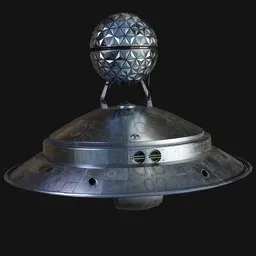 Geodesic Domed Sentry Flying-Saucer