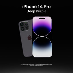 Detailed 3D render of a high-resolution iPhone 14 Pro with dynamic displays and camera lenses, ideal for Blender artists.