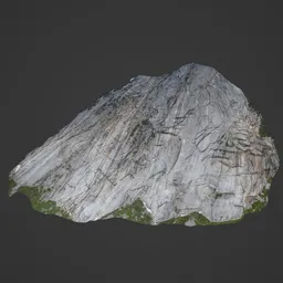 Highly detailed 3D rocky mountain cliff model with moss textures, optimized for Blender rendering.