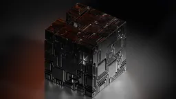 SciFi Greeble Solid Dark Metal Cube