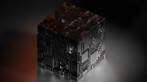 SciFi Greeble Solid Dark Metal Cube
