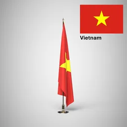Vietnam Ceremonial flag on stand