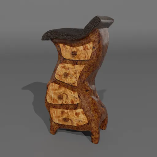 Rustic Drawer Cabinet Burl Wood Bark