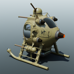 Detailed 3D helicopter model with a vintage design, compatible with Blender for 3D animation and rendering.