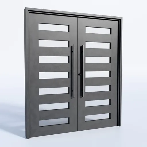 Steel Modern Slat Door – Double Entry