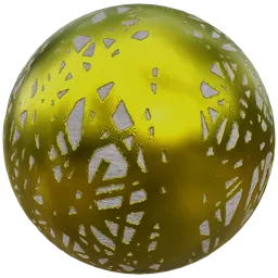 High-resolution PBR texture of a concrete wall with random golden metallic stripes suitable for industrial-style 3D rendering in Blender.