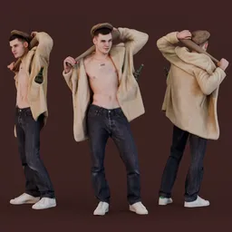 Shirtless Aggressive Male (Gang Style)