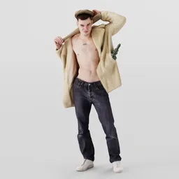 Shirtless Aggressive Male (Gang Style)