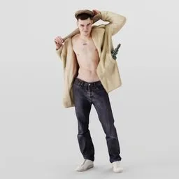 Shirtless Aggressive Male (Gang Style)