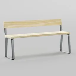 "Campus Levis outdoor bench with rest, constructed with a combination of wood and metal, measuring 160x46x83cm. This 3D model is perfect for use in Blender 3D software, and is ideal for realistic outdoor furniture renders."