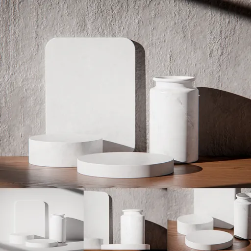 Sunlit Marble Wood Podium Display