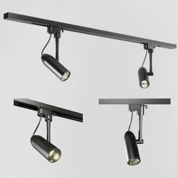 Detailed 3D model of modern track lighting for Blender, perfect for close-up architectural visualization.