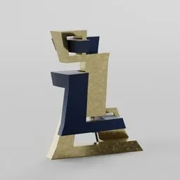 "Hybrid Geo-Org Sculpture - A stunning outdoor decorative 3D model for Blender 3D. This gold and blue sculpture, inspired by Zsolt Bodoni, features a logo concept design and embodies luxury furniture aesthetics. Enhance your projects with this unique creation reminiscent of inhabited initials, saatchi art, and rogue one."