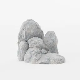 Low-Poly 3D model of realistic boulder cluster with detailed PBR textures, suitable for Blender environment designs.