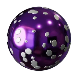 High-quality PBR Christmas material for 3D models with a glossy purple finish and white dots, suitable for festive scenes.