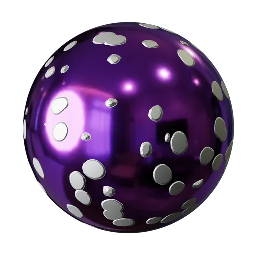 High-quality PBR Christmas material for 3D models with a glossy purple finish and white dots, suitable for festive scenes.