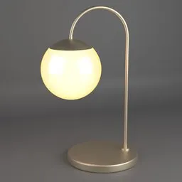 Elegant 3D-rendered minimalist U-shaped table lamp with illuminated globe, optimized for Blender.