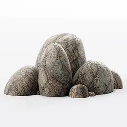 Realistic 3D rock cluster for architectural rendering, textured, Blender compatible, low-poly design.