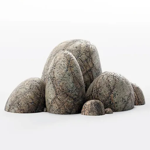 Realistic 3D rock cluster for architectural rendering, textured, Blender compatible, low-poly design.
