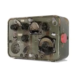 "Radiostation Sever 3D model created in Blender 3D for historical audio enthusiasts. Moody Wes Anderson aesthetic, World War II military style design with hyper-detailed SCP artifact jar, digital medical equipment, and camouflaged gear. Dual UV sets with 4096x4096 and 512x512 resolution for optimal rendering."