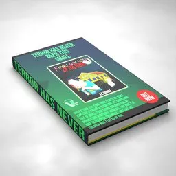 Detailed 3D model of a horror story book with a thick cover, crafted in Blender for literature enthusiasts.