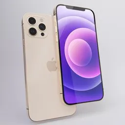 Detailed 3D model of iPhone 12 Pro, UV unwrapped, textured, high-resolution, suitable for Blender rendering.