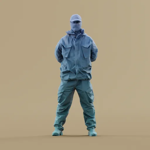 Lowpoly Military Figure in Uniform