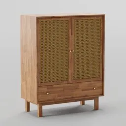 Rattan solid wood multipurpose cabinet
