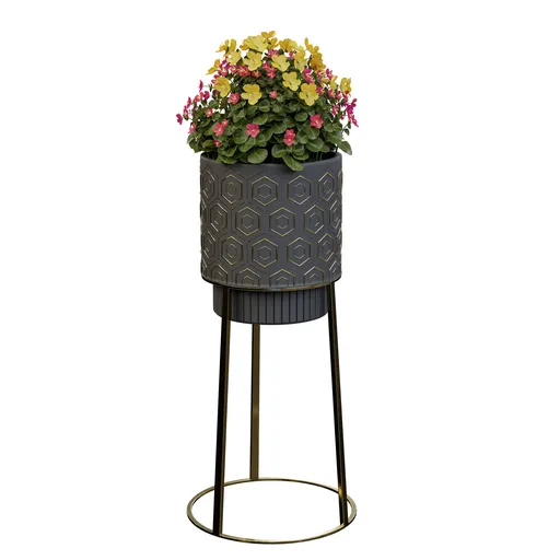 Geometric Patterned Pot with Stand