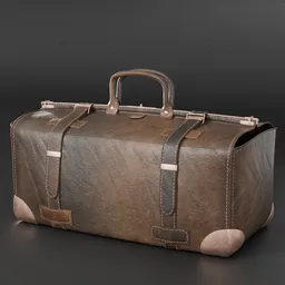 Detailed 3D leather and metal briefcase model, low poly, suitable for Blender game/Archviz projects.