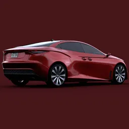3D render of a sleek, red sport sedan with custom logo designed for versatile use in Blender 3D projects.