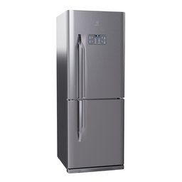 "Silver Electrolux French Door Refrigerator with digital display and freezer, perfect for creating photorealistic kitchen environments in Blender 3D. Featuring a sleek dark grey Decepticon design and Samsung SmartThings compatibility."