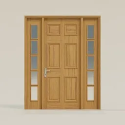 Six-Panel Wood Door & Sidelights