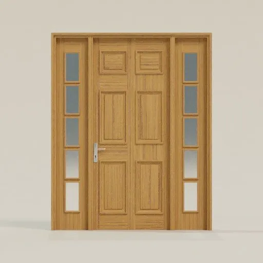 Six-Panel Wood Door & Sidelights