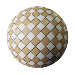 High-quality PBR ceramic tile texture for 3D modeling in Blender, featuring brown and white square pattern.