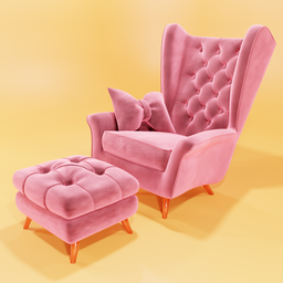"Pink velvet armchair 3D model for Blender 3D. Changeable color options available. Perfect for furniture design and visualization projects."