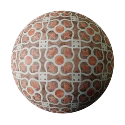 Brown floral-patterned Moroccan style PBR texture suitable for Blender 3D indoor and outdoor scenes.