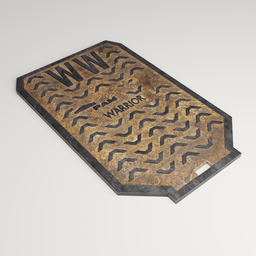 "Manhole Cover 02 - A detailed 3D model of a manhole cover with the utility theme. This Blender 3D model features a dystopian floor tile texture, www sign, and brass plated design, perfect for urban cityscape renderings. Explore this automated defense platform, reminiscent of a warrior man, suitable for creating realistic scenes in Blender 3D."